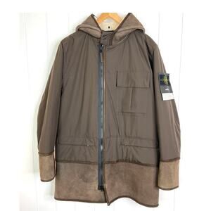 Stone Island Men's SZ Med Brown Primaloft Insulation Shearling GoreTex‎ Coat NWT